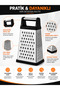 Stainless Steel Grater with Black Metal Handle - Multi-Purpose Vegetable, Fruit, and Cheese Grater - Ergonomic Kitchen Grater - 2