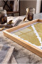 Yellow and Blue Sun Patterned - Rectangular Coffee Presentation, Engagement, and Serving Tray with Natural Wood Frame - 5
