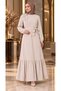 Crepe Fabric Shoulder Ruffle Dress Ecru