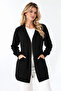 Women's Black Comfortable Fit Pocketed Knitwear Cardigan