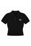 Women's Polo Neck Hair Knit Patterned Short Sleeve Knitwear Blouse - 6