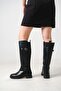 Women's Vibe Buckle Flat Sole Boots - Black-Leather - 3