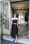 Lace Long Skirt with Gold Accessories — Black - 7