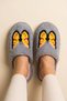 Women's Gray Large Yellow Butterfly Embroidered Detailed Plush Furry House Slippers 3 cm Byndi̇mjsarikel - 5