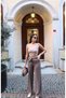 Polyviscon Fabric Belted Trousers — Brown - 4