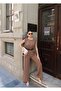 Linda Twill Fabric Belted Jumpsuit — Brown - 7