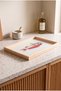 Red Pink Fish Patterned - Rectangular Coffee Presentation, Engagement, and Serving Tray with Natural Wood Frame - 4
