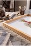 Vintage Colorful Fish Pattern - Rectangular Coffee Presentation, Engagement, and Serving Tray with Natural Wood Frame - 5