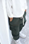 100% Cotton Children's Tracksuit Bottom - Khaki 3 Thread Yarn-Dyed Combed Cotton Quality (Single Bottom) - 5