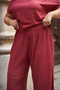 Cotton Burgundy Palazzo Trousers L-Xl - 2