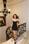 Diver Fabric Neck Chain Dress - Black - 5