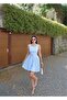 Double Fabric Pleated Mini Dress — Blue - 8