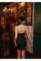 Diving Fabric Mini Dress with Neck Accessory — Black - 4