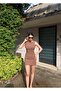 Linda Twill Fabric Backless Dress — Brown - 5