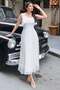 Chiffon Lined Polka Dot Strap Dress — White