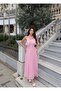 Chiffon Lined Polka Dot Strap Dress — Pink - 7