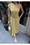 Linda Dress with Fabric Accessories and Belt — Green - 6
