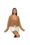 Bearded Tie-Back Camel Color Knitwear Cardigan — Multicolor - 4