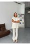 Hooded Sleeveless Knitwear Set - White - 5