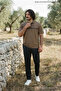 Men's Large Size Comfortable Fit Brown Polo Neck T-Shirt - 3