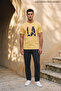 Yellow Men's La Printed Crew Neck Loose Fit T-Shirt - 3