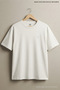 White Plus Size Men's Basic Crew Neck T-Shirt - 5