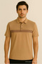 Men's Short Sleeve Striped Summer Coffee Polo Neck T-Shirt