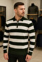 Men's Casual Long Sleeve Khaki Knitwear Striped Sweater