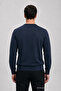 Men's Trendy Crew Neck Comfortable Indigo Knitwear Sweater - 6