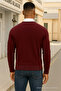Men's Comfortable Casual V-Neck Burgundy Long Sleeve T-Shirt - 6