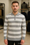 Men's Casual Long Sleeve Gray Knitwear Striped Sweater - 3