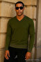 Men's Premium Comfort Casual Long Sleeve V-Neck Khaki Sweater - 4