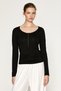 Ciara Women's Soft and Flexible Fabric Round Neck Button Closure Long Sleeve Black Blouse