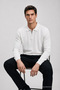 Men's Knitwear Winter White Polo Collar Striped Sweater - 4