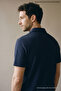Men's Self-Striped Comfortable Navy Blue Polo Collar T-Shirt - 3