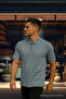 Men's Striped Loose Blue Linen Polo Collar T-Shirt - 5