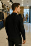 Men's Trend Zippered Long Sleeve Black Polo Neck Sweater - 4