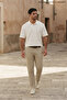 Men's Casual Textured Short Sleeve White Polo Collar T-Shirt - 7