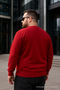Men's Casual Plus Size Loose Burgundy Long Sleeve T-Shirt - 4