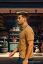Men's Striped Cotton Camel Polo Neck Basic T-Shirt - 5