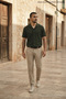 Men's Casual Jacquard Summer Khaki Short Sleeve Shirt - 5