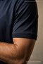 Men's Trend Loose Navy Blue Polo Half-Zip T-Shirt - 5