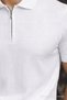 Men's Striped Premium White Knitwear Polo Neck T-Shirt - 4
