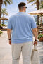 Men's Large Size Casual Summer Blue Knitwear T-Shirt - 3