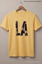 Yellow Men's La Printed Crew Neck Loose Fit T-Shirt - 5