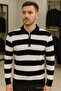 Men's Casual Long Sleeve Black Knitwear Striped Sweater