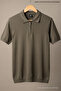 Men's Plus Size Relax Khaki Knitwear Polo Neck T-Shirt - 4