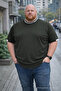 Men's Plus Size Summer Knitwear Khaki T-Shirt