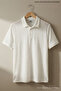 Men's Casual Textured Short Sleeve White Polo Collar T-Shirt - 3