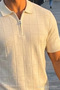 Men's Patterned Casual Knitwear Beige Polo Neck t Shirt - 5
